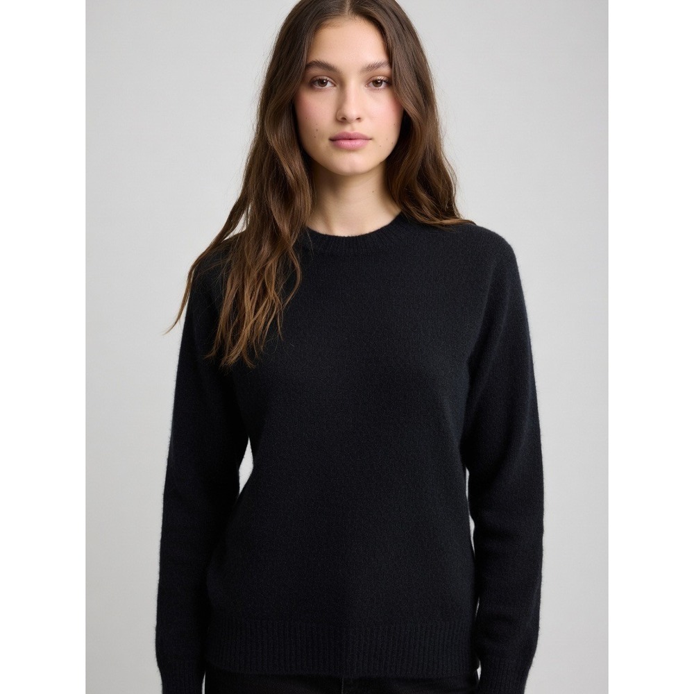 NAADAM Essential Cashmere Sweater Black Crew Neck Long Sleeve Pullover Size L